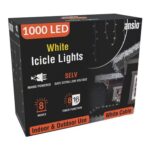 ANSIO Icicle Outdoor Christmas Lights 1000 LED, Cool White
