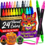 ARTISTRO 24 Acrylic Paint Pens Dual-Tip DotFine for Rock, Glass & Fabric