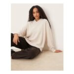 ASOS DESIGN Oversized Super Soft v Neck Jumper in Marshmallow