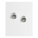ASOS DESIGN Stud Door-Knocker Earrings in Silver Tone