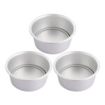 ASelected 3-Piece 6-Inch Aluminum Non-Stick Cake Tin with Removable Bottom