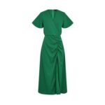 AX Paris Green Ruched Split Leg Midi Dress