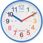 Acctim Wickford Kids Teaching Wall Clock Quartz Rainbow Dial Quarter Markers 20cm – Blue Or White