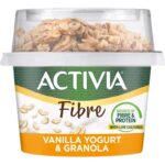 Activia Vanilla Yoghurt & Honey Granola Breakfast Topper with Spoon 165g – 4 for £3