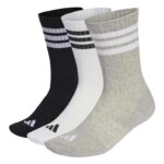 Adidas 3-Stripes Cushioned Crew Socks 3 Pair Pack – Size 2-14.5