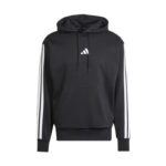 Adidas Essential Three Stripes Fleece Hoodie, Black/White, Size M