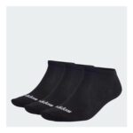 Adidas Kids Thin Linear Low-Cut Socks, 3 Pairs, Black/White, 5-6Y