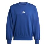 Adidas Mens Essentials Feelcozy Fleece Sweatshirt Dark Blue/White S