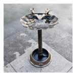 Aggloz Ornate Resin Bird Bath with Planter – Rustic Bronze Effect