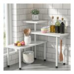 Aichilra 3-Tier Kitchen Corner Shelf Organizer, Wood & Metal, White