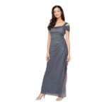 Alex Evenings Womens Cold Shoulder Dress – Smoke Glitter – Size 14
