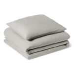 Amazon Basics 2-Piece Brushed Microfibre Single Duvet Cover Set, 135 x 200 cm & 1 Pillowcase 50 x 80 cm, Grey