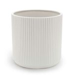 Amazon Basics Fluted Ceramic House Round Planter, 20.3 cm, White