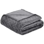 Amazon Basics Large Embossed Fleece Sofa Throw Blanket, Soft Bed Throw, 220 x 240 cm, Grey