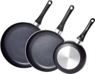 Amazon Basics Non-Stick Frying Pan Set – 20cm, 25cm & 30cm – 3 Piece, Black