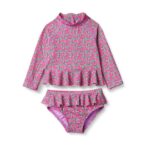 Amazon Essentials Baby Girls Stretch Long-Sleeve Ruffle Rash-Guard Swim Set Size 0-3 Months