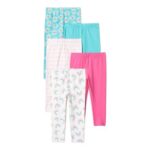 Amazon Essentials Girls Leggings – Brights, Daisies, Rainbows, 11-12