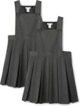 Amazon Essentials Girls Pleated Bib School Pinafores Dress, Pack of 2 (Grey, 9-10 Years)