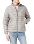 Amazon Essentials Mens Packable Lightweight Water-Resistant Puffer Jacket (Light Grey, L)