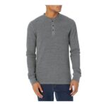 Amazon Essentials Mens Regular-Fit Long-Sleeve Waffle Henley Shirt, Charcoal, L