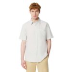 Amazon Essentials Mens Regular-Fit Short-Sleeve Linen Shirt – Light Grey – Large