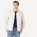 Amazon Essentials Mens Utility Shirt Jacket – Stone, Size Medium