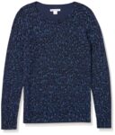 Amazon Essentials Womens Long-Sleeve Lightweight Crewneck Jumper – Navy Cheetah