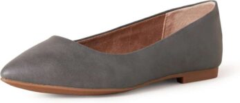 Amazon Essentials Womens Pointed-Toe Ballet Flat (Charcoal, 2 UK)