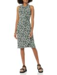 Amazon Essentials Womens Sleeveless Twist Neck Faux Wrap Floral Dress, Dark Green Floral, XL