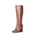 Amazon Essentials Womens Tall Knee-High Block Heel Boots, Chestnut Brown