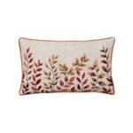 Amber Embroidered Cushion – Natural, 50cm X 30cm