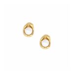 Amber Pearl Stud Earrings – Gold or Silver