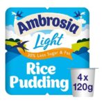 Ambrosia Light Rice Pudding Pots, 30% Less Sugar, 4-Pack