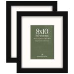 Americanflat 8×10 Photo Frame 2-Pack – with 7×5 Mount – Black