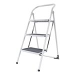 Amig Folding Steel Stool – 3 Treads – White – 103cm
