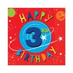 Amscan Blast off Space 3rd Birthday Party Napkins 16-Pack