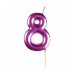 Amscan Metallic Pink Number 8 Cake Candle 6 Cm
