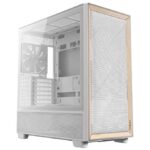 Antec FLUX White Mid Tower Case with Birch wood accents and tempered glass ( E-ATX / 5 120MM & 140MM fans included / RGB & Fan Hub )