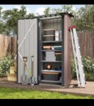 Aoxun 3 x 2.1 Outdoor Metal Storage Shed with Lockable Doors, Brown – Sold by Aoxun Direct Store