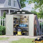 Aoxun 6×4 FT Metal Garden Shed Heavy Duty Outdoor Tool Storage Bike Shed