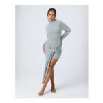 Aria Cove Fluffy Knit Mini Dress – Grey