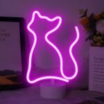 Aslanka Cat Neon Light, Bedroom Night Light, LED Light Signs Powered by Battery/USB, Light Decoration for Christmas Birthday Party Bedroom Table Lamp Children Gifts