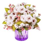 Astylishome Faux Flower Bouquet – White Rose Mix