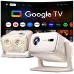 Aurzen BOOM Mini Smart Projector with Google TV, 500 ANSI, Off-White (Prime Deal) – Sold by Aurzen Direct FBA