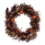 Autumnal Amber Bloom LED Wreath – Orange