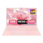 Auusda Portable Pink Laptop, W11 Pro, 4-Core Processor