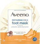 Aveeno Repairing CICA Foot Mask with Prebiotic Oat and Shea Butter, Moisturizing Foot Mask for Extra Dry Skin, 1 Pair of Single-Use Slippers