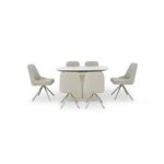 Avorio Swivel Extending Dining Table and 6 Chairs Set