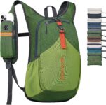 BECOJADDE 15L Hiking Backpack for Men Women Foldable Small Rucksack Lightweight Mini Backpack for Camping Travel Outdoor, Olive Green