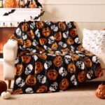BEDELITE Halloween Fluffy Blanket Sofa Throw, Pumpkin & Skull 152×203 cm – Sold by Elite Collection EU / FBA